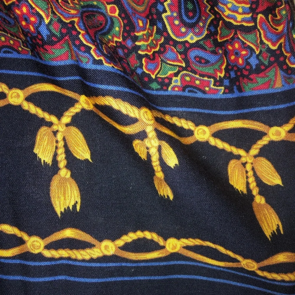 Challis oblong Paisley & Chain Print Scarf - Navy, Multicolor